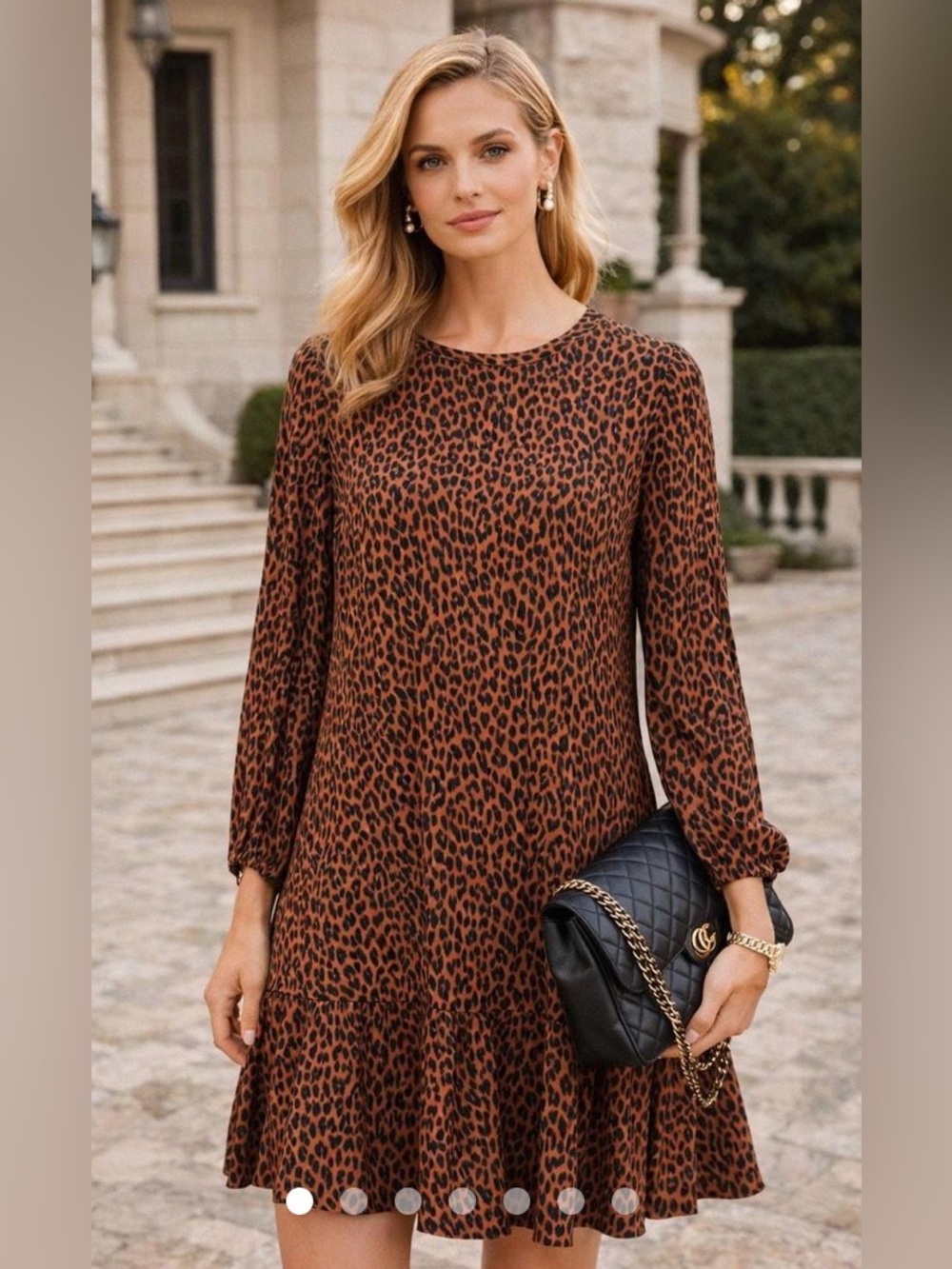 Leopard Print Long Sleeve Dress